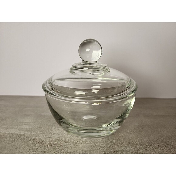 Vtg Anchor Hocking 8oz Presence Clear Glass Sugar Bowl Candy Dish  Knob Lid - Picture 1 of 5